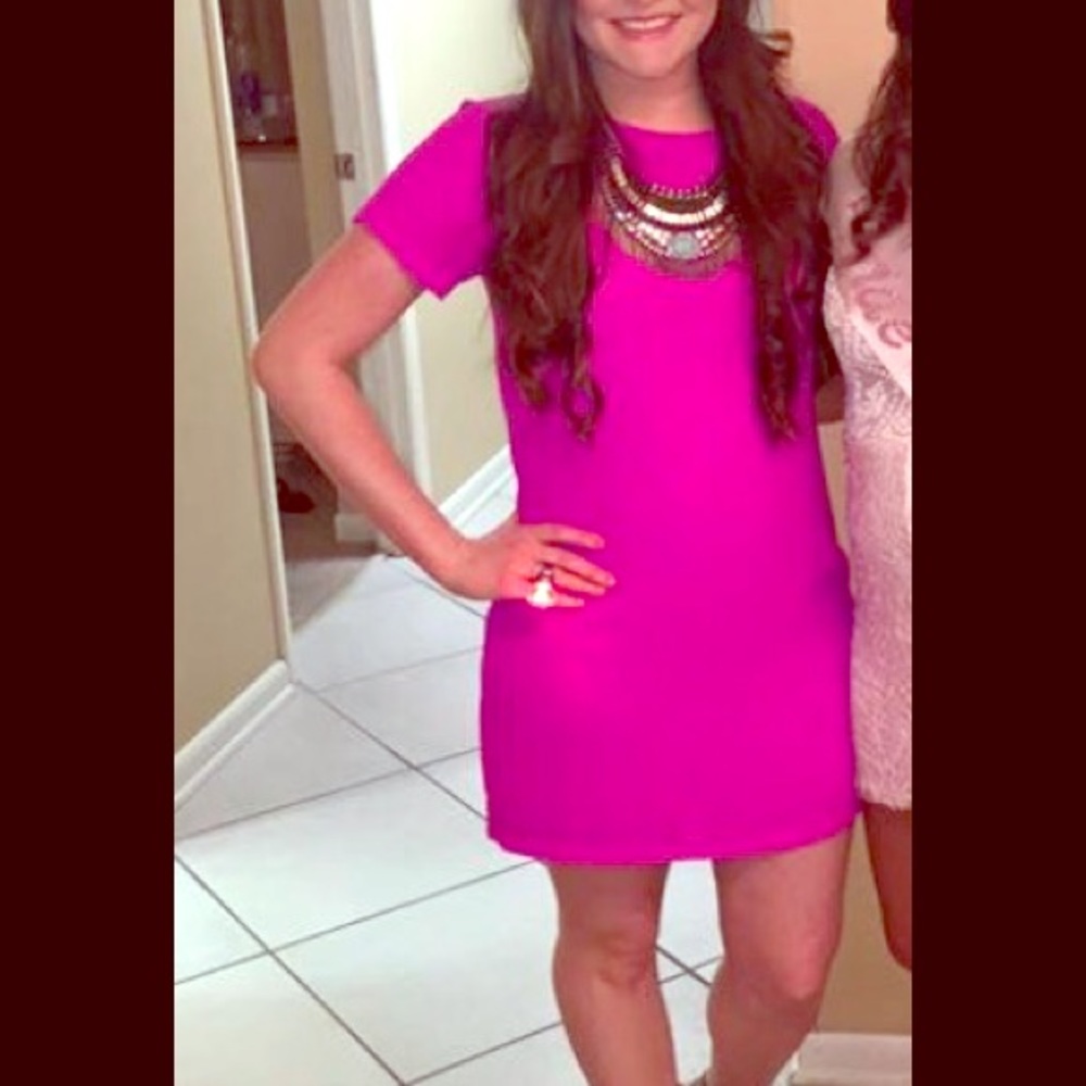 hot pink/ fuchsia shift dress